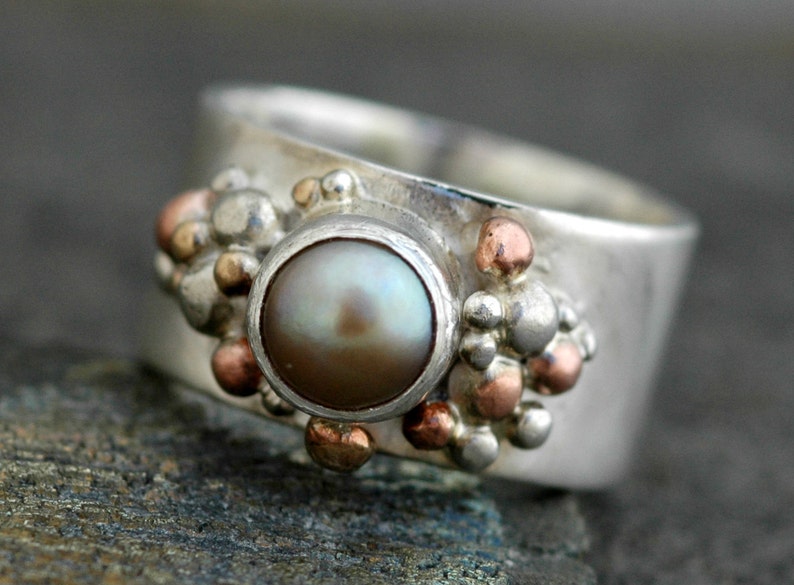 Freshwater Pearl in Sterling Silver Ring Custom Made image 4