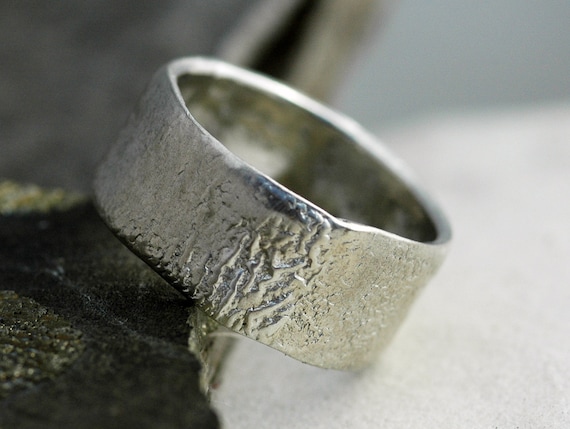 Reticulated Wide-Band Sterling Silver Ring- Custom Made