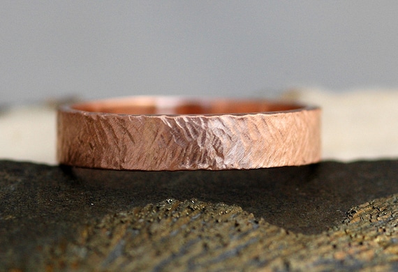 Rose Gold Band- Recycled Gold in Herringbone Texture- Custom Made Choose 14k or 18k White, Yellow, or Rose Gold