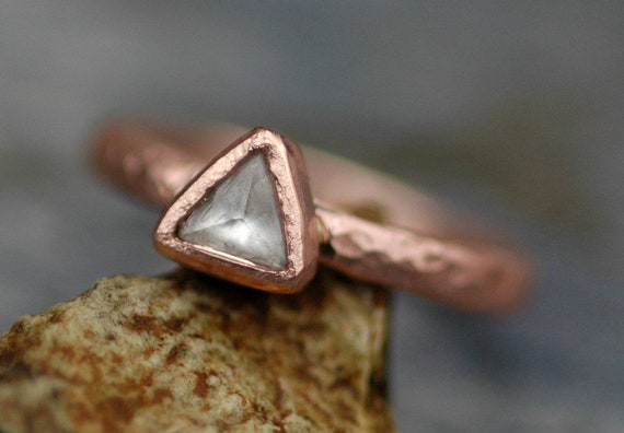 Large Raw Rough Diamond on Recycled Gold Band Custom Made 