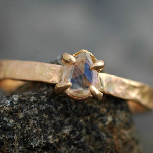 Rose Cut White Diamond on Recycled Gold Ring Custom Unique Engagement Ring Handmade image 2