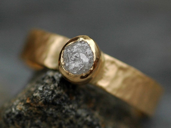 Recycled 18k Yellow, White, or Rose Gold and Raw Conflict Free Diamond Ring- Custom Made Listing Handmade