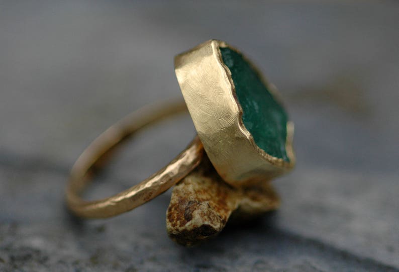 Rough Emerald in 18k Gold Ring Custom Made image 3