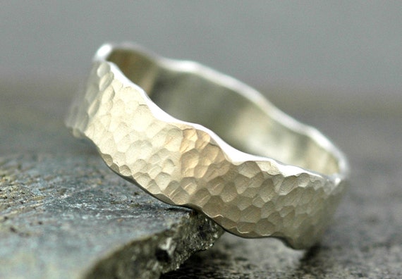 Hammered Sterling Silver Wave Ring- Custom Made