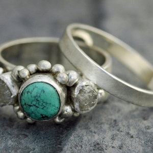 Rough Diamond and Turquoise Ring Custom Made Custom Colour image 5