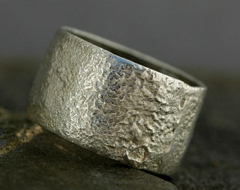 Reticulated Wide-Band Sterling Silver Ring- Custom Made