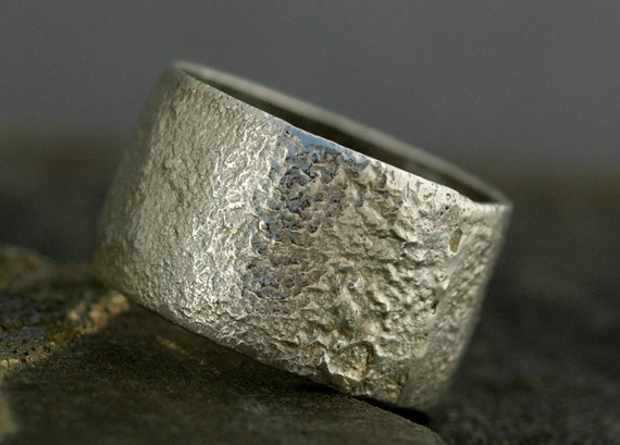 Reticulated Wide-Band Sterling Silver Ring- Custom Made