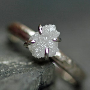 Conflict Free Rough Large Diamond Engagement Ring in 18k White, Rose, or Yellow Gold- 1.25 Carat Handmade image 1
