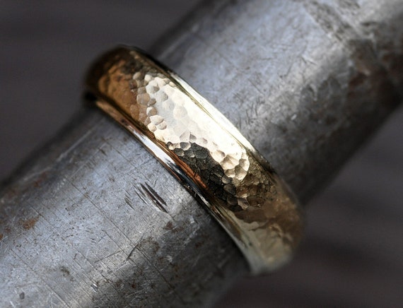 Sterling Silver or White Gold and Yellow/Rose Gold Wedding Band Ring- Custom Made Handmade