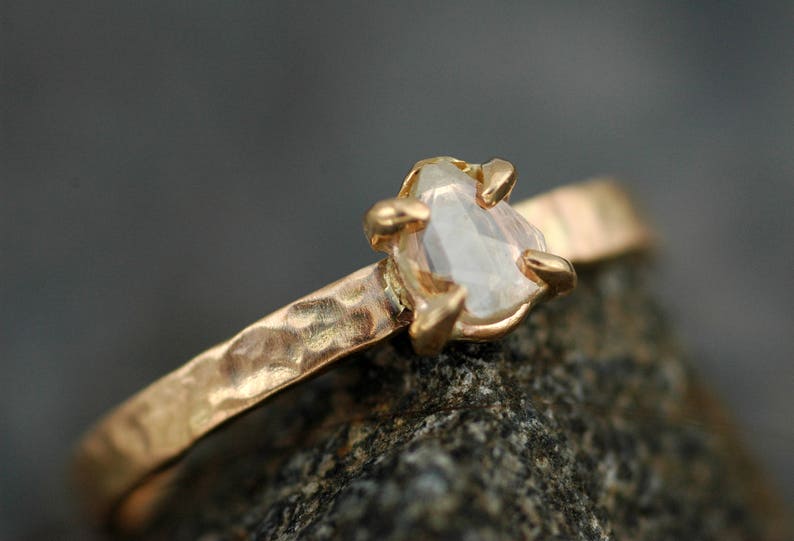 Rose Cut White Diamond on Recycled Gold Ring Custom Unique Engagement Ring Handmade image 8