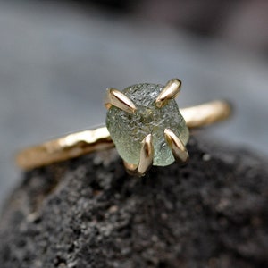 Raw Montana Sapphire Rough Uncut on 14k Recycled Gold Ring Made to Order Handmade image 9