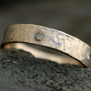 Recycled 14k Gold and Flush Set Diamond Ring 4mm Band Custom Wedding Band Handmade image 4