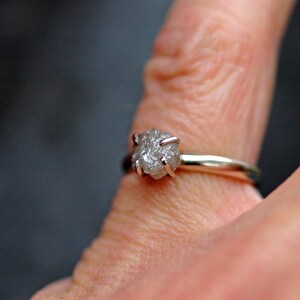 Conflict Free Rough Large Diamond Engagement Ring in 18k White, Rose, or Yellow Gold- 1.25 Carat Handmade image 8