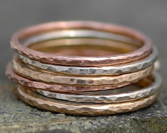 Thin Solid Recycled 14k Gold Stacking Ring- Rose Gold