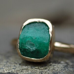 Rough Emerald in 18k Gold Ring Custom Made image 5