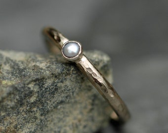 Seed Pearl on Recycled 14k Gold Ring- Made to Order in Yellow or White gold Handmade