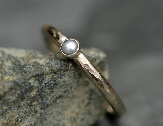 Seed Pearl on Recycled 14k Gold Ring- Made to Order in Yellow or White gold Handmade
