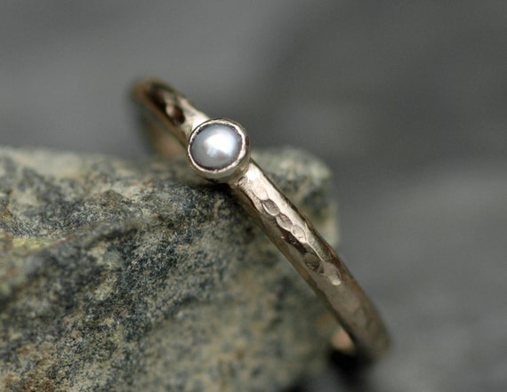 Seed Pearl on Recycled 14k Gold Ring- Made to Order in Yellow or White gold