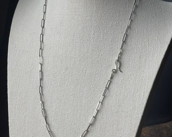 Heavy Sterling Silver Paper Clip Link Chain with Hook and Eye Closure Handmade