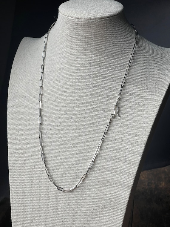 Heavy Sterling Silver Paper Clip Link Chain with Hook and Eye Closure Handmade Handmade
