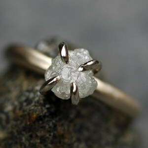 Conflict Free Rough Large Diamond Engagement Ring in 18k White, Rose, or Yellow Gold- 1.25 Carat Handmade image 4