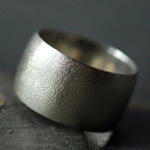 1/2 Inch Textured Sterling Silver Band Custom Handmade image 1