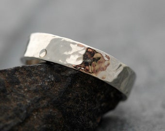 Gold Wedding Band- Recycled Gold, Water Hammered Finish in Recycled 14k, or 18k White, Yellow, or Rose Gold