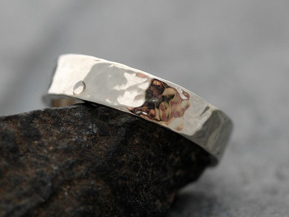 Gold Wedding Band- Recycled Gold, Water Hammered Finish in Recycled 14k, or 18k White, Yellow, or Rose Gold Handmade