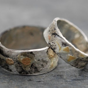 Sterling Silver and Yellow Gold Band- Made To Order Mixed Metal Ring