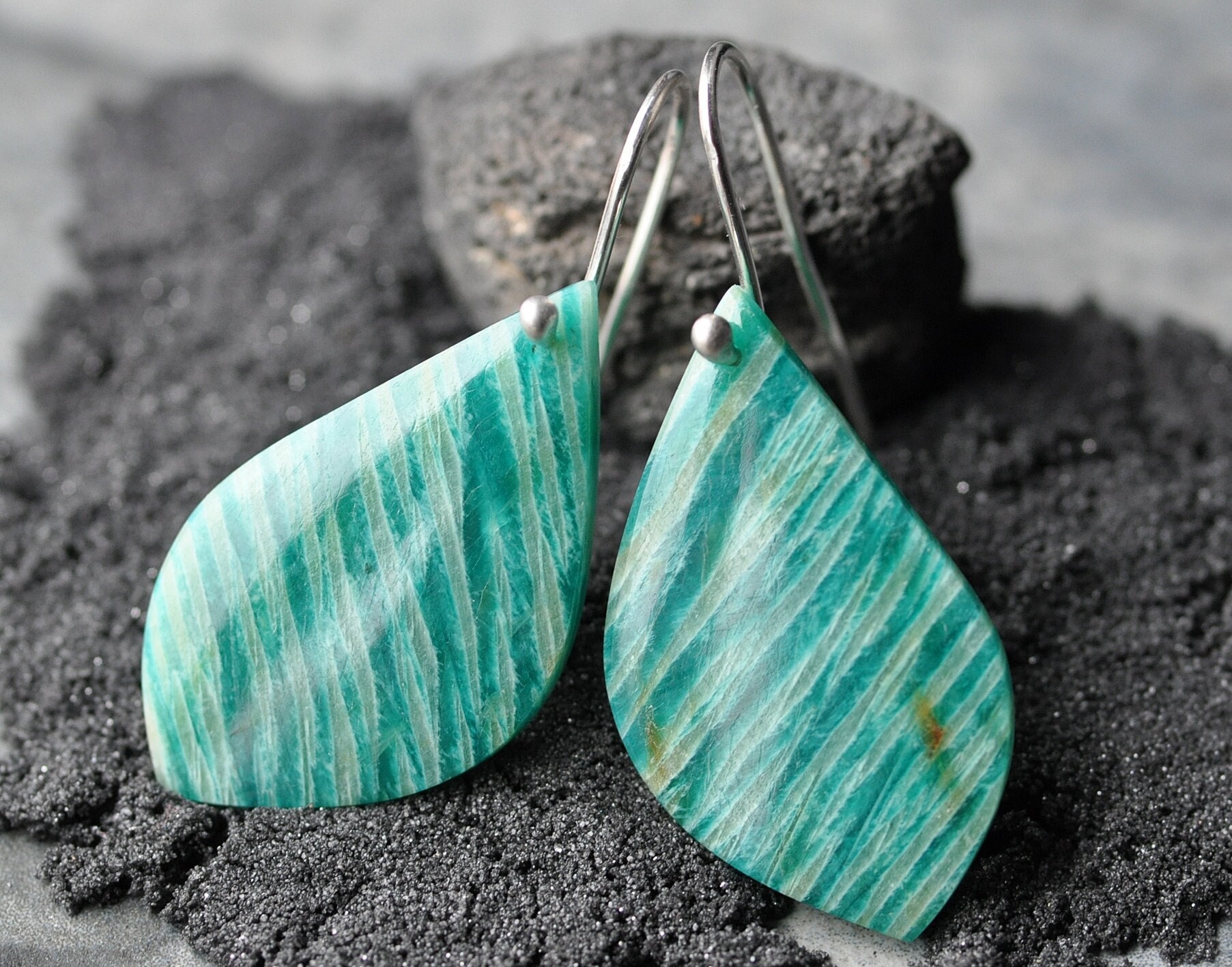 Amazonite drop earrings deals
