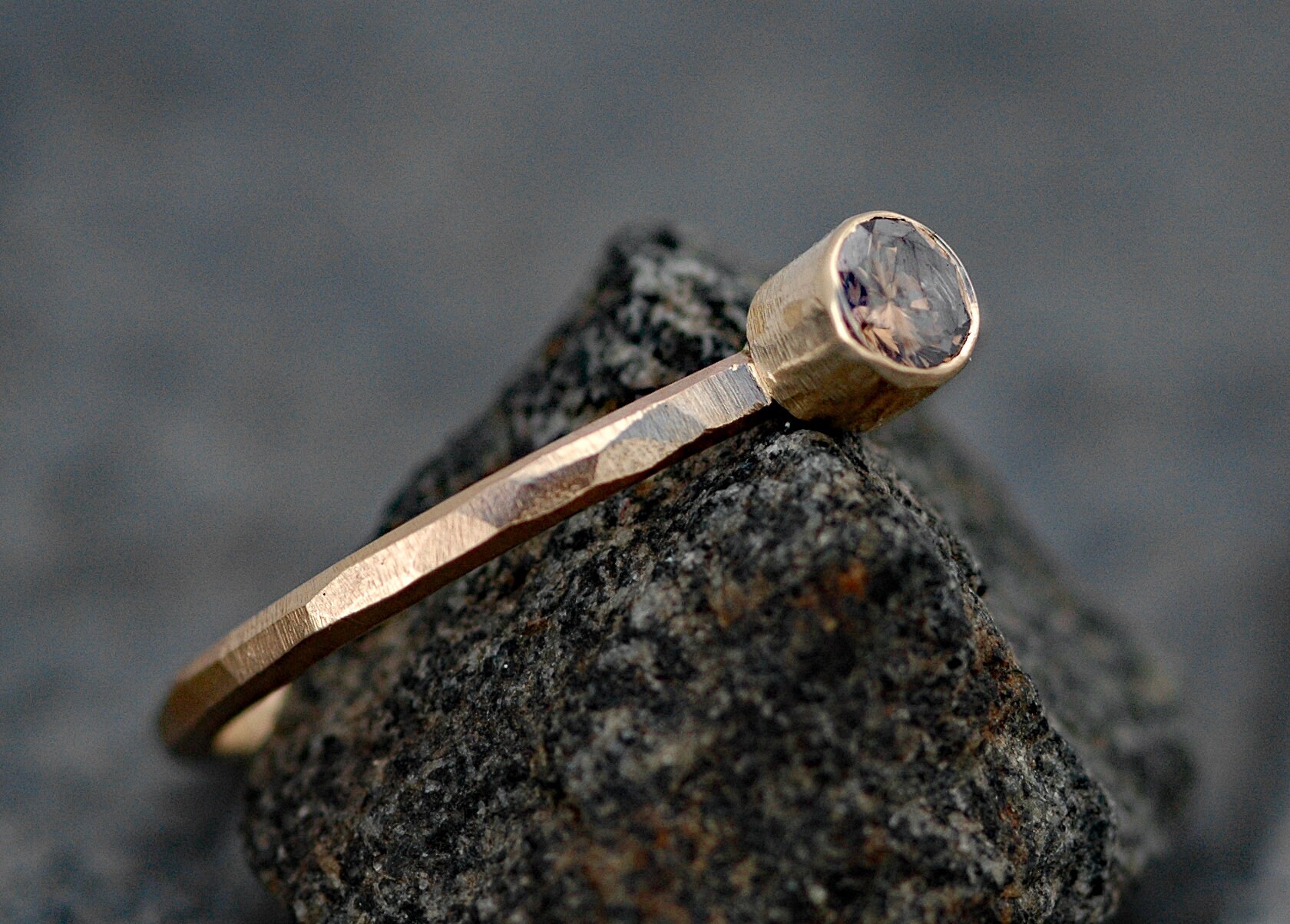 Cognac Chocolate Diamond in Recycled 14k Yellow Gold Engagement Ring