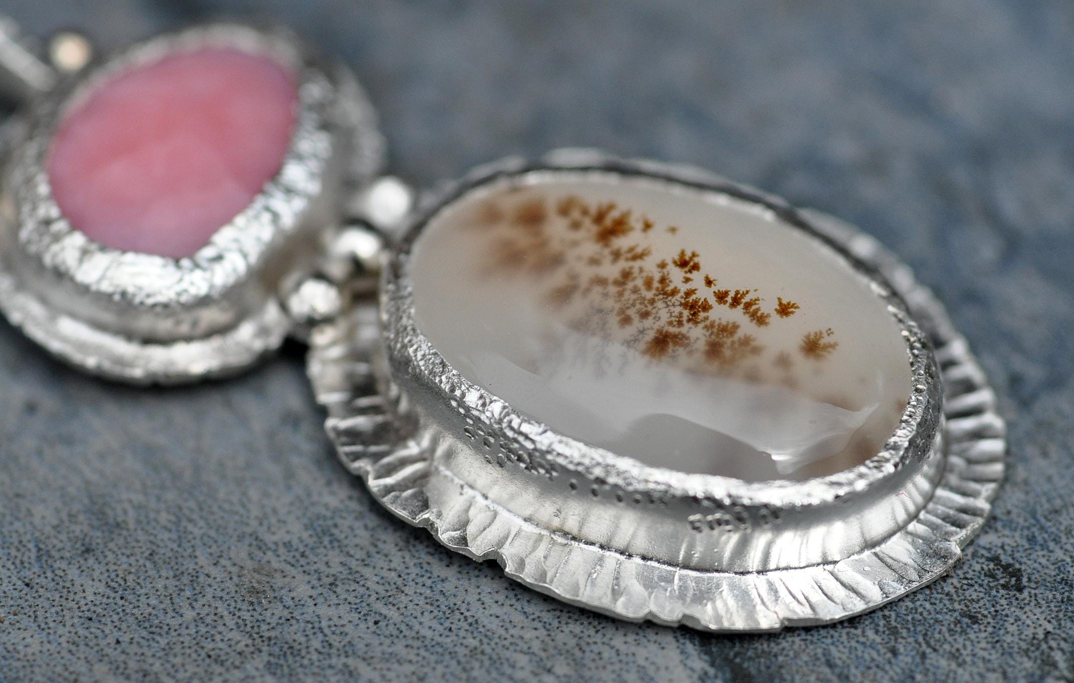 Dendritic Opal & Peruvian Opal Pendants Dendritic Opal & Peruvian Opal Pendants