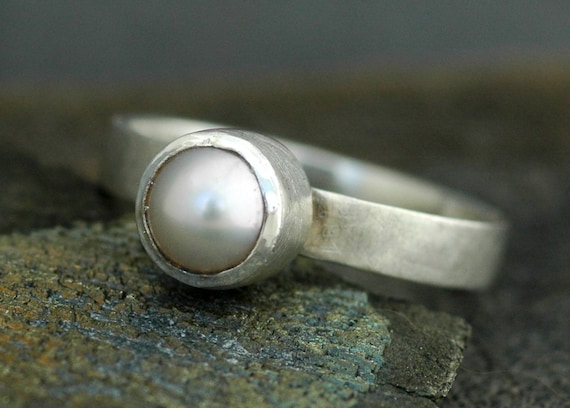 Pearl in Sterling Silver Ring- Custom Made