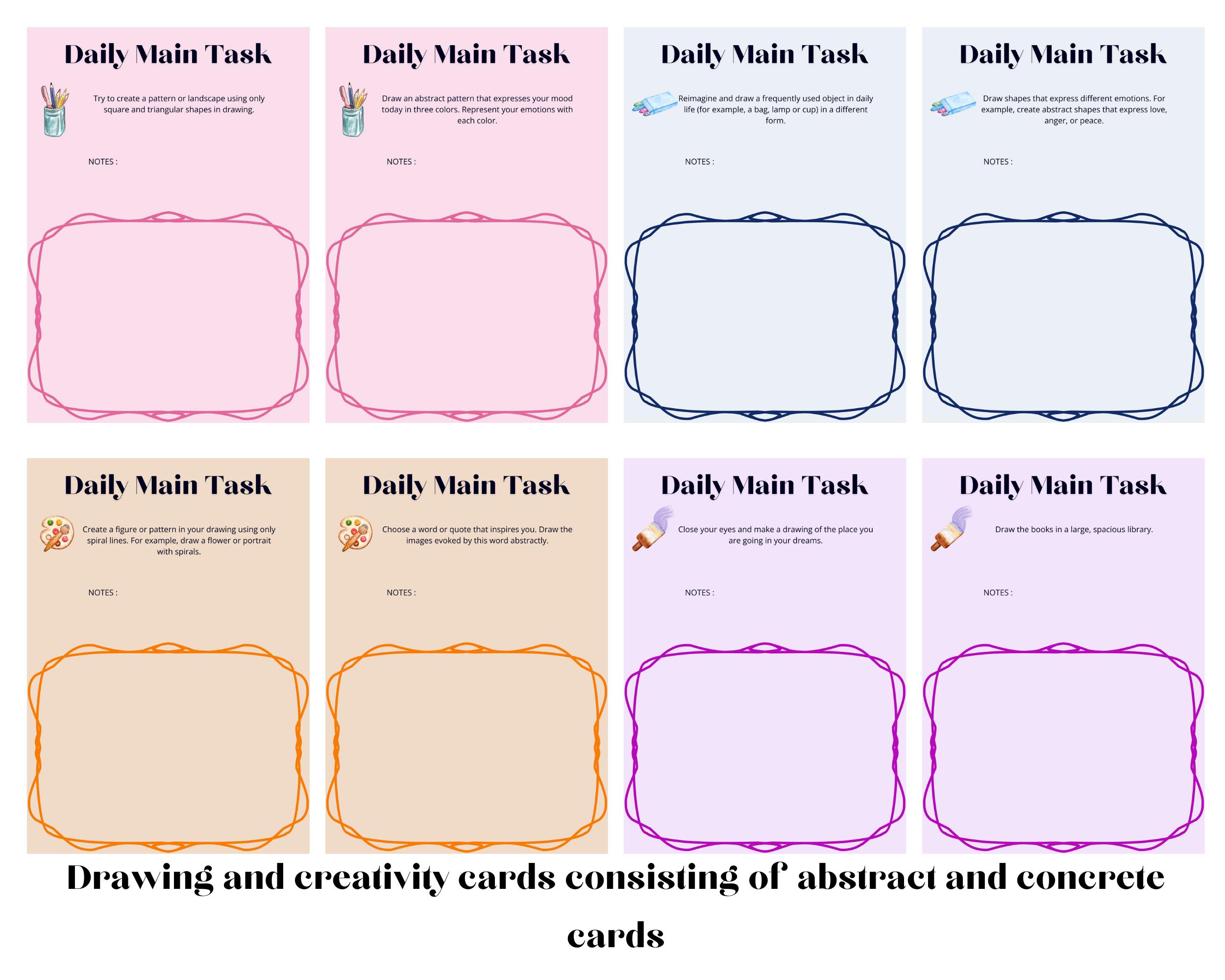Creative Drawing Exercise Cards - 40 Daily Drawing Challenge - Art and ...