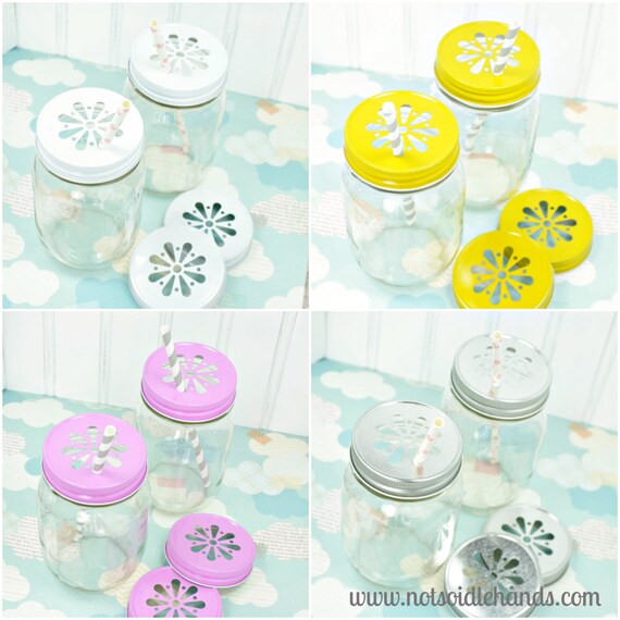 Items similar to Daisy Lids Set of 6 for Mason Jars Choose Your Color