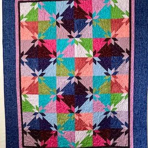 Handmade Scrappy Hunter’s Star Lap Quilt