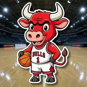 Adesivo Chicago Bulls / Regalo per tifosi Chicago Bulls / Adesivo da parete in vinile / Adesivo Benny the Bull Kiss-Cut
