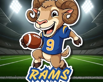 Naklejka Los Angeles Rams | Prezent dla fana LA Rams | Upominek Los Angeles Rams | Naklejka ścienna winylowa | Naklejka LA Rams