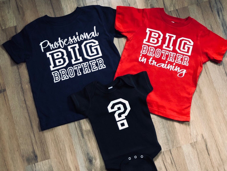 Set of 3 sibling shirts Baby Announcement Tie Breaker funny Etsy