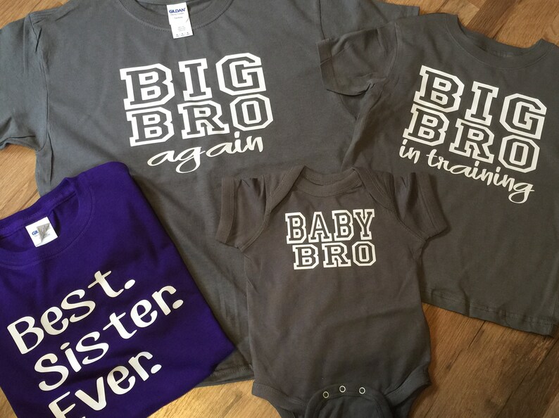 Set of 3 sibling shirts Baby Announcement Tie Breaker funny Etsy