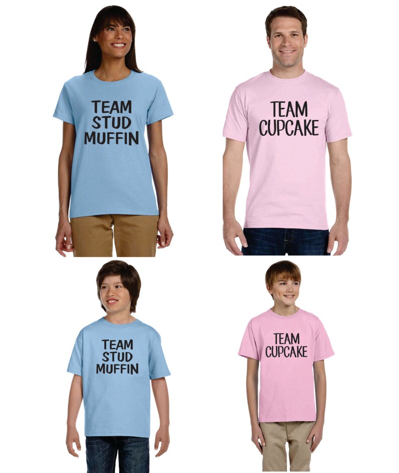 Gender Reveal T-shirt Ideas Set Of 4 Shirts Team Stud Muffin image 0.