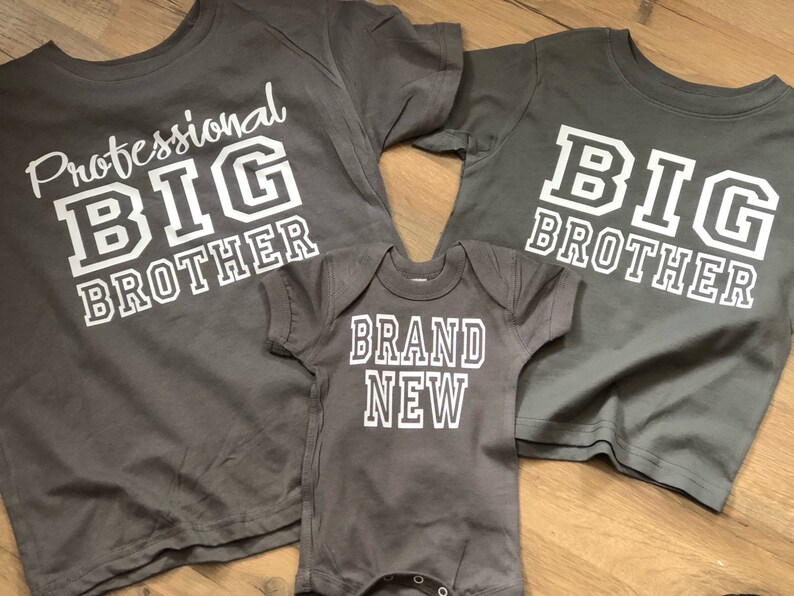 Set of 3 sibling shirts Baby Announcement Tie Breaker funny Etsy