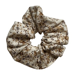 Brown/Biege Floral Scrunchie | Handmade Scrunchies | Hair Scrunchies | Hair Accessories
