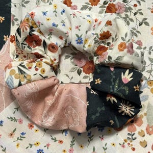 Patchwork Scrunchies, Cute Hair Scrunchies, Scrunchies, Handmade, Holiday Gift, Floral Scrunchies