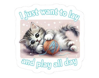 Cute Cat Kiss-Cut Stickers, Fun Laptop Decals for Cat Lovers, Pet Lovers Gift, Playful Home Decor, Adorable Sticker Collection