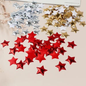 100 stks Goud/Zilver/Rode Sterren voor Christmas Party Decor Versieringen Accessoire Schuim Stof Sterren DIY Plakboek Kaarten ornamenten