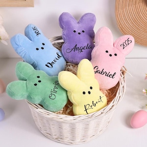 Personalisierter Peeps Hase mit Namen, Mini Peeps Plüsch-Puppe, Osterkorb-Stuffer, Süßer Peep Plüsch für Kinder, Einzigartige Ostergeschenke