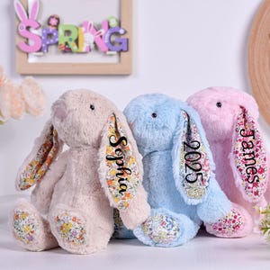 Personalisierter Hase, Stofftier mit Name, Ostergeschenk für Kinder, Benutzerdefinierte Plüschhase, Baby-Dusche-Geschenk, Kinderzimmer Dekor, Baby Geschenke für Mädchen / Jungen