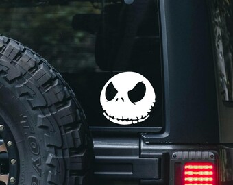 J.E.Products 5in Jack Skellington Head Sticker for Trucks, Cars, laptops, & More.