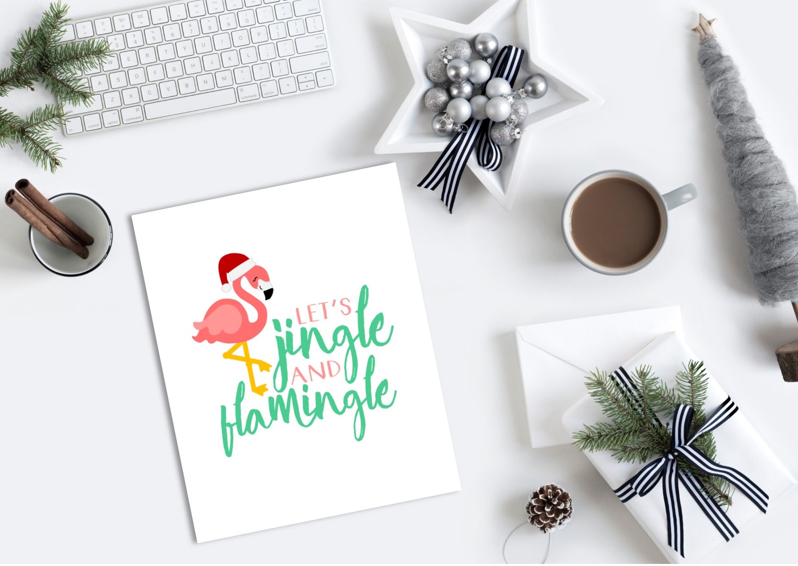 Let's Jingle and Flamingle Flamingo Holiday Art Print - Etsy